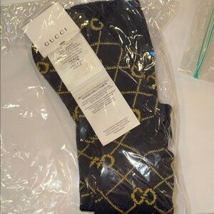 Gucci Black and Gold Geometric Knee Socks M